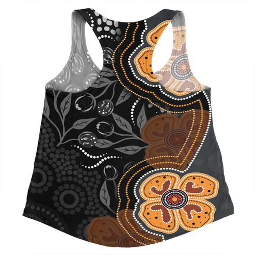 Australia Aboriginal Women Racerback Singlet - Aboriginal Dot Art With Bush Flowers Women Racerback Singlet Australia Aboriginal Women Racerback Singlet - Aboriginal Dot Art With Bush Flowers Women Racerback Singlet