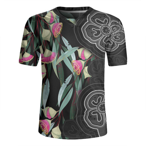 Australia Aboriginal Rugby Jersey - Seamless Pattern With Eucalyptus Flower Rugby Jersey