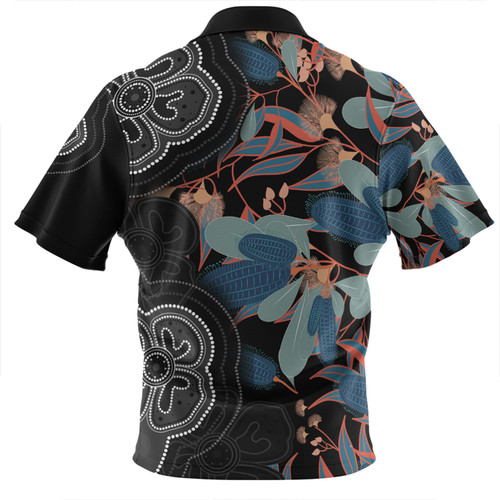 Australia Aboriginal Zip Polo Shirt - Australian Native Floral Seamless Pattern Zip Polo Shirt Australia Aboriginal Zip Polo Shirt - Australian Native Floral Seamless Pattern Zip Polo Shirt