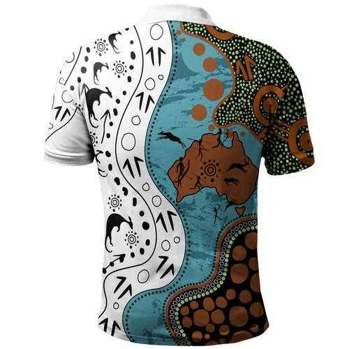 Australia Aboriginal Custom Polo Shirt - Aussie Indigenous Hunting Season With Kangaroo Dot Art Polo Shirt