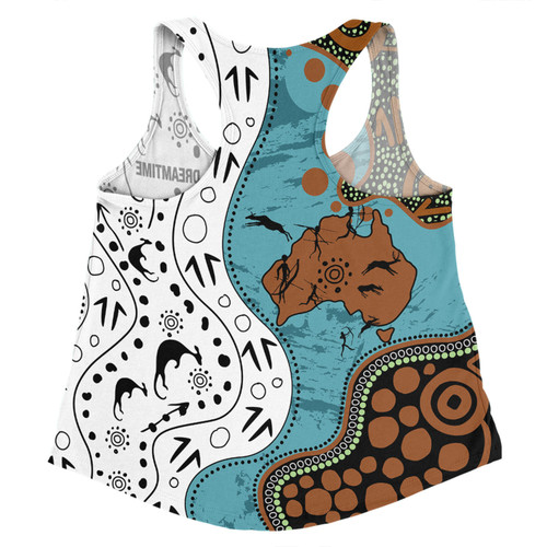 Australia Aboriginal Custom Women Racerback Singlet - Aussie Indigenous Hunting Season With Kangaroo Dot Art Women Racerback Singlet Australia Aboriginal Custom Women Racerback Singlet - Aussie Indigenous Hunting Season With Kangaroo Dot Art Women Racerback Singlet