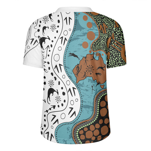 Australia Aboriginal Custom Rugby Jersey - Aussie Indigenous Hunting Season With Kangaroo Dot Art Rugby Jersey Australia Aboriginal Custom Rugby Jersey - Aussie Indigenous Hunting Season With Kangaroo Dot Art Rugby Jersey