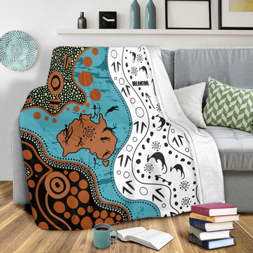 Australia Aboriginal Custom Blanket - Aussie Indigenous Hunting Season With Kangaroo Dot Art Blanket Australia Aboriginal Custom Blanket - Aussie Indigenous Hunting Season With Kangaroo Dot Art Blanket