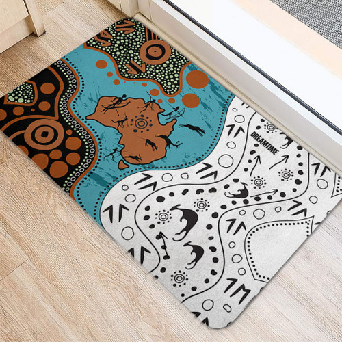 Australia Aboriginal Custom Doormat - Aussie Indigenous Hunting Season With Kangaroo Dot Art Doormat Australia Aboriginal Custom Doormat - Aussie Indigenous Hunting Season With Kangaroo Dot Art Doormat