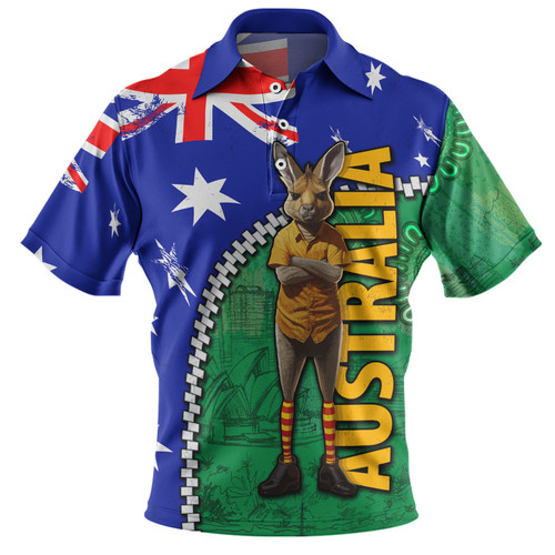 Australia Custom Polo Shirt - Kangaroo Happy Australia Day Polo Shirt