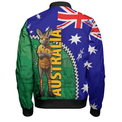 Australia Custom Bomber Jacket - Kangaroo Happy Australia Day Bomber Jacket Australia Custom Bomber Jacket - Kangaroo Happy Australia Day Bomber Jacket