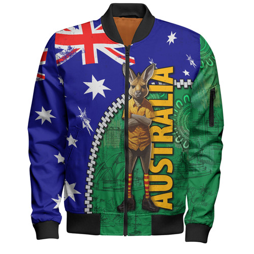 Australia Custom Bomber Jacket - Kangaroo Happy Australia Day Bomber Jacket