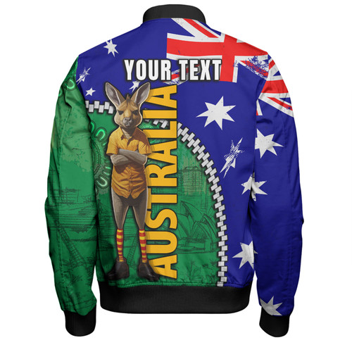 Australia Custom Bomber Jacket - Kangaroo Happy Australia Day Bomber Jacket Australia Custom Bomber Jacket - Kangaroo Happy Australia Day Bomber Jacket