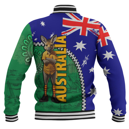Australia Custom Baseball Jacket - Kangaroo Happy Australia Day Baseball Jacket Australia Custom Baseball Jacket - Kangaroo Happy Australia Day Baseball Jacket