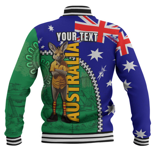 Australia Custom Baseball Jacket - Kangaroo Happy Australia Day Baseball Jacket Australia Custom Baseball Jacket - Kangaroo Happy Australia Day Baseball Jacket