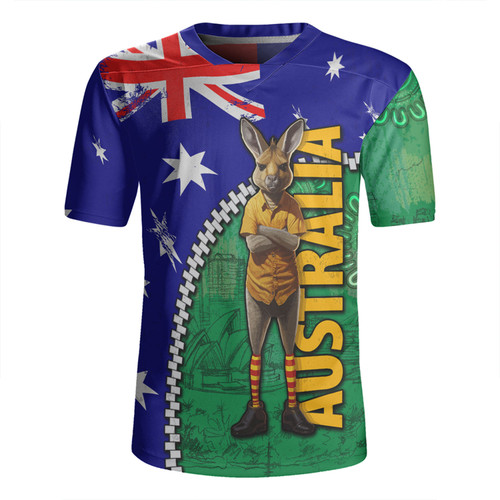 Australia Custom Rugby Jersey - Kangaroo Happy Australia Day Rugby Jersey