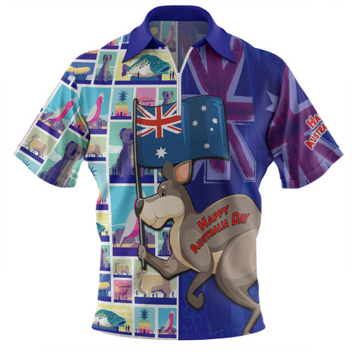 Australia Custom Zip Polo Shirt - Happy Australia Day With Big Things Zip Polo Shirt