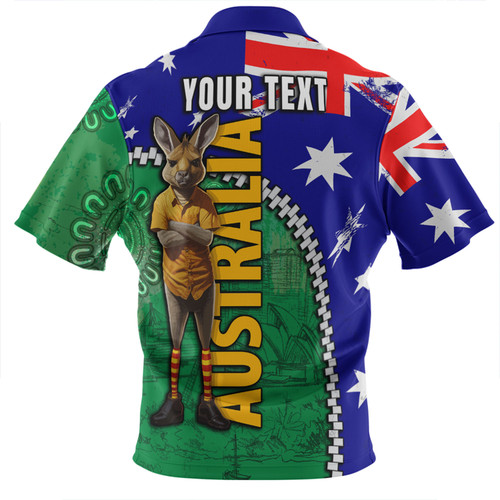 Australia Custom Zip Polo Shirt - Kangaroo Happy Australia Day Zip Polo Shirt Australia Custom Zip Polo Shirt - Kangaroo Happy Australia Day Zip Polo Shirt