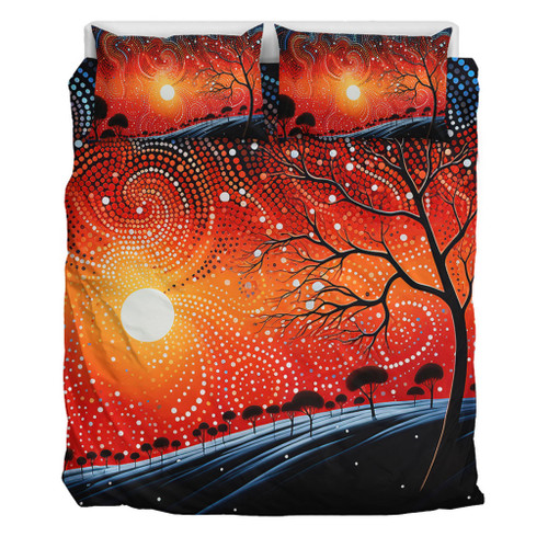 Australia Aboriginal Bedding Set - Aboriginal Dot Painting Style Art Dreamtime Story Bedding Set Australia Aboriginal Bedding Set - Aboriginal Dot Painting Style Art Dreamtime Story Bedding Set