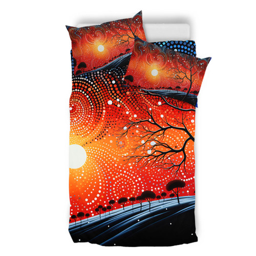 Australia Aboriginal Bedding Set - Aboriginal Dot Painting Style Art Dreamtime Story Bedding Set Australia Aboriginal Bedding Set - Aboriginal Dot Painting Style Art Dreamtime Story Bedding Set