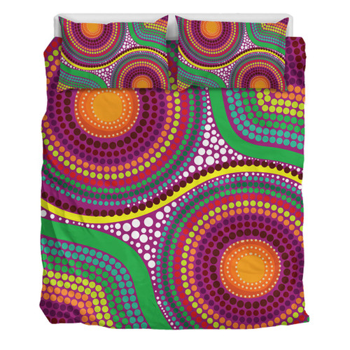 Australia Aboriginal Bedding Set - Aboriginal Rainbow Dot Inspired Bedding Set Australia Aboriginal Bedding Set - Aboriginal Rainbow Dot Inspired Bedding Set