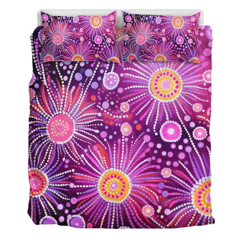 Australia Aboriginal Bedding Set - Beautiful Aboriginal Pastel Pink Style Bedding Set