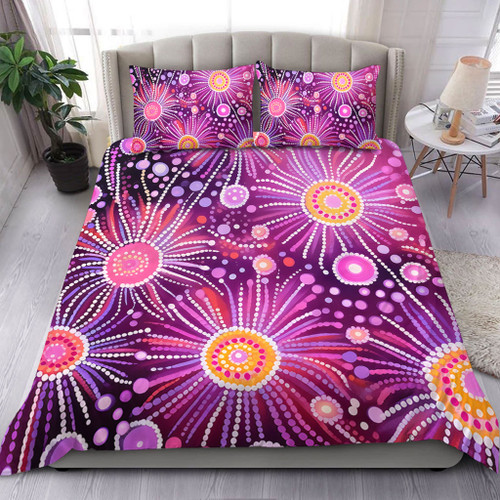 Australia Aboriginal Bedding Set - Beautiful Aboriginal Pastel Pink Style Bedding Set