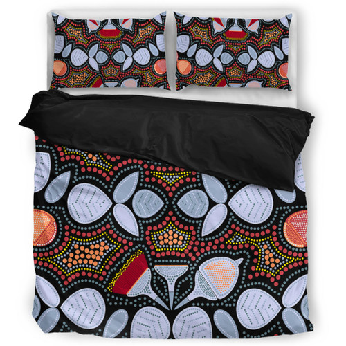 Australia Aboriginal Bedding Set - Eucalyptus seamless pattern In Aboriginal Dot Art Bedding Set Australia Aboriginal Bedding Set - Eucalyptus seamless pattern In Aboriginal Dot Art Bedding Set