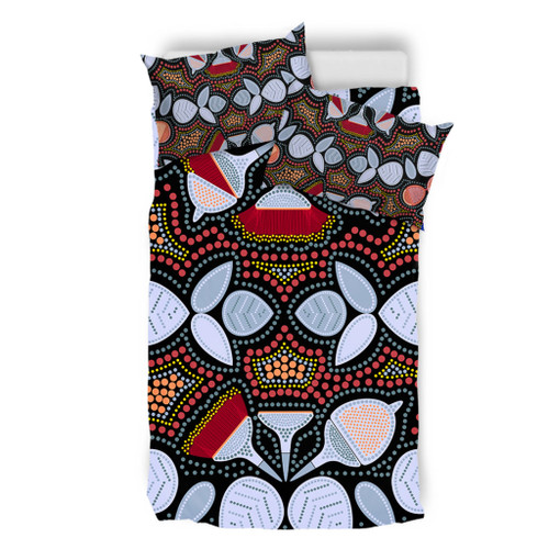 Australia Aboriginal Bedding Set - Eucalyptus seamless pattern In Aboriginal Dot Art Bedding Set Australia Aboriginal Bedding Set - Eucalyptus seamless pattern In Aboriginal Dot Art Bedding Set
