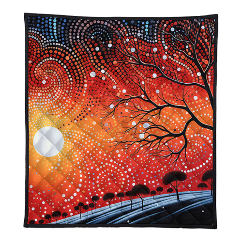 Australia Aboriginal Quilt - Aboriginal Dot Painting Style Art Dreamtime Story Quilt Australia Aboriginal Quilt - Aboriginal Dot Painting Style Art Dreamtime Story Quilt