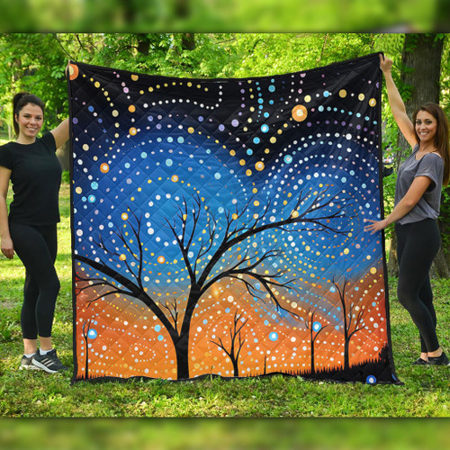 Australia Aboriginal Quilt - Australian Dreamtime Story Of A Night Sky Quilt Australia Aboriginal Quilt - Australian Dreamtime Story Of A Night Sky Quilt