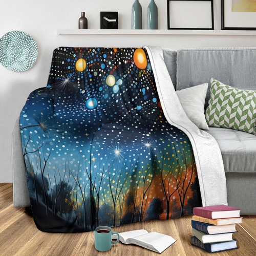 Australia Aboriginal Blanket - Aboriginal Dot Painting Dreamtime Story Of A Night Sky Blanket Australia Aboriginal Blanket - Aboriginal Dot Painting Dreamtime Story Of A Night Sky Blanket