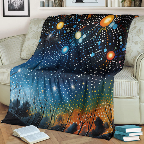 Australia Aboriginal Blanket - Aboriginal Dot Painting Dreamtime Story Of A Night Sky Blanket Australia Aboriginal Blanket - Aboriginal Dot Painting Dreamtime Story Of A Night Sky Blanket