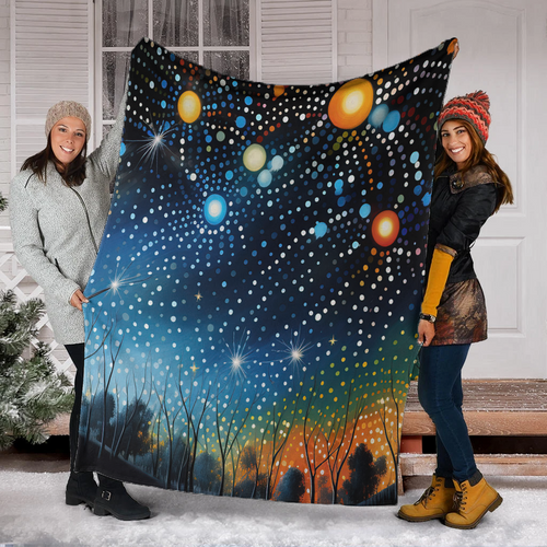 Australia Aboriginal Blanket - Aboriginal Dot Painting Dreamtime Story Of A Night Sky Blanket Australia Aboriginal Blanket - Aboriginal Dot Painting Dreamtime Story Of A Night Sky Blanket
