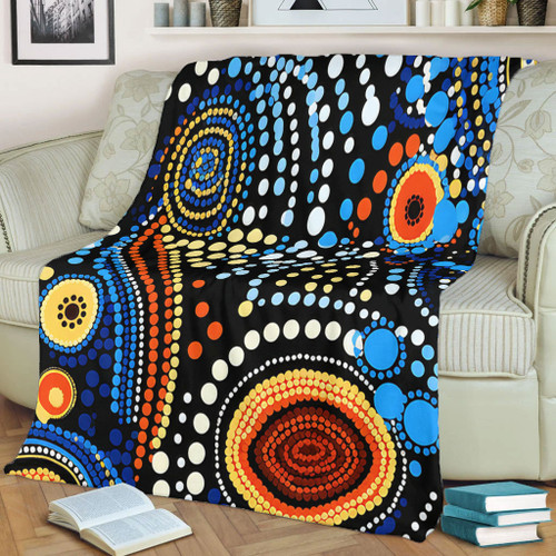 Australia Aboriginal Blanket - Aboriginal Dreamtime Art Pattern Blanket