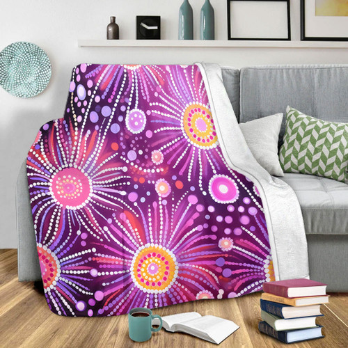 Australia Aboriginal Blanket - Beautiful Aboriginal Pastel Pink Style Blanket