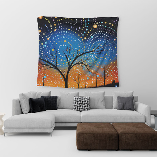 Australia Aboriginal Tapestry - Australian Dreamtime Story Of A Night Sky Tapestry Australia Aboriginal Tapestry - Australian Dreamtime Story Of A Night Sky Tapestry