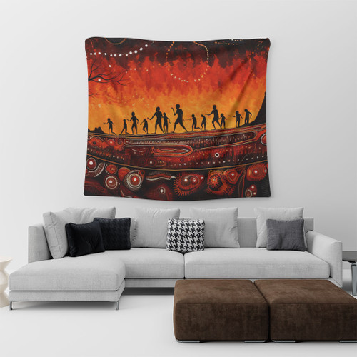 Australia Aboriginal Tapestry - The Sacred Dreamtime Painting Of The Indigenous Australian Tapestry Australia Aboriginal Tapestry - The Sacred Dreamtime Painting Of The Indigenous Australian Tapestry