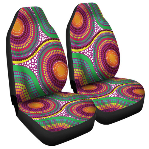 Australia Aboriginal Car Seat Cover - Aboriginal Rainbow Dot Inspired Car Seat Cover Australia Aboriginal Car Seat Cover - Aboriginal Rainbow Dot Inspired Car Seat Cover