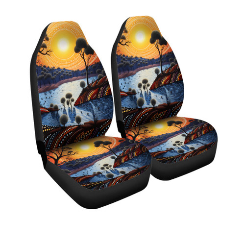 Australia Aboriginal Car Seat Cover - Aboriginal River In Circle and Dot Painting Car Seat Cover
