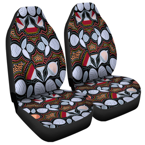 Australia Aboriginal Car Seat Cover - Eucalyptus seamless pattern In Aboriginal Dot Art Car Seat Cover Australia Aboriginal Car Seat Cover - Eucalyptus seamless pattern In Aboriginal Dot Art Car Seat Cover