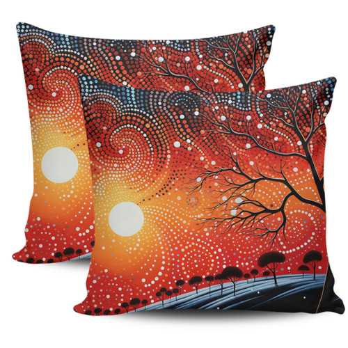 Australia Aboriginal Pillow Cases - Aboriginal Dot Painting Style Art Dreamtime Story Pillow Cases