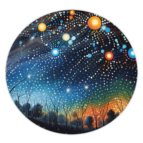 Australia Aboriginal Round Rug - Aboriginal Dot Painting Dreamtime Story Of A Night Sky Round Rug Australia Aboriginal Round Rug - Aboriginal Dot Painting Dreamtime Story Of A Night Sky Round Rug