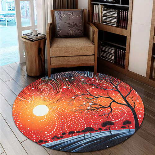 Australia Aboriginal Round Rug - Aboriginal Dot Painting Style Art Dreamtime Story Round Rug Australia Aboriginal Round Rug - Aboriginal Dot Painting Style Art Dreamtime Story Round Rug