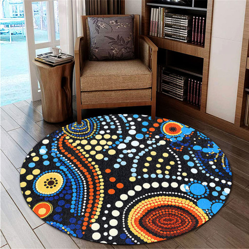 Australia Aboriginal Round Rug - Aboriginal Dreamtime Art Pattern Round Rug Australia Aboriginal Round Rug - Aboriginal Dreamtime Art Pattern Round Rug