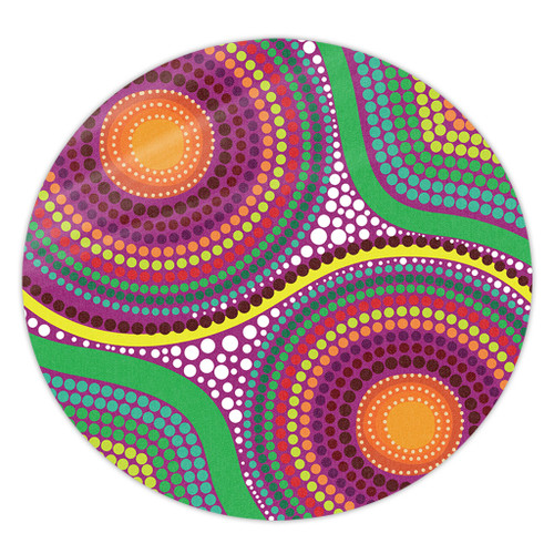 Australia Aboriginal Round Rug - Aboriginal Rainbow Dot Inspired Round Rug