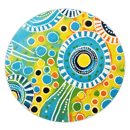 Australia Aboriginal Round Rug - Beautiful Abstract Pastel Round Rug Australia Aboriginal Round Rug - Beautiful Abstract Pastel Round Rug