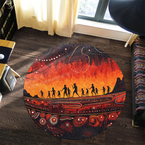 Australia Aboriginal Round Rug - The Sacred Dreamtime Painting Of The Indigenous Australian Round Rug Australia Aboriginal Round Rug - The Sacred Dreamtime Painting Of The Indigenous Australian Round Rug