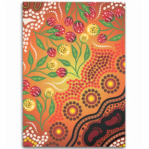 Australia Aboriginal Area Rug - Aboriginal Dot Art With Bush Flowers Area Rug Australia Aboriginal Area Rug - Aboriginal Dot Art With Bush Flowers Area Rug