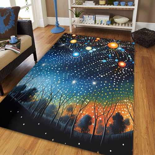 Australia Aboriginal Area Rug - Aboriginal Dot Painting Dreamtime Story Of A Night Sky Area Rug