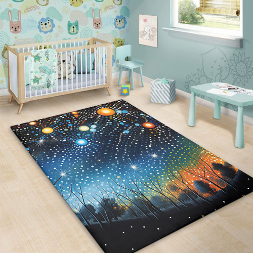 Australia Aboriginal Area Rug - Aboriginal Dot Painting Dreamtime Story Of A Night Sky Area Rug