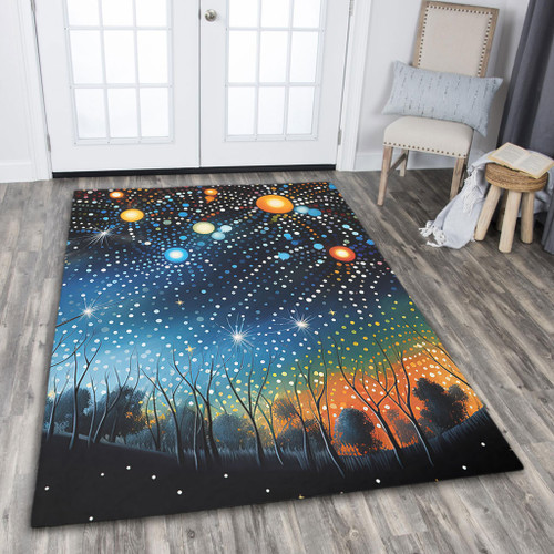 Australia Aboriginal Area Rug - Aboriginal Dot Painting Dreamtime Story Of A Night Sky Area Rug