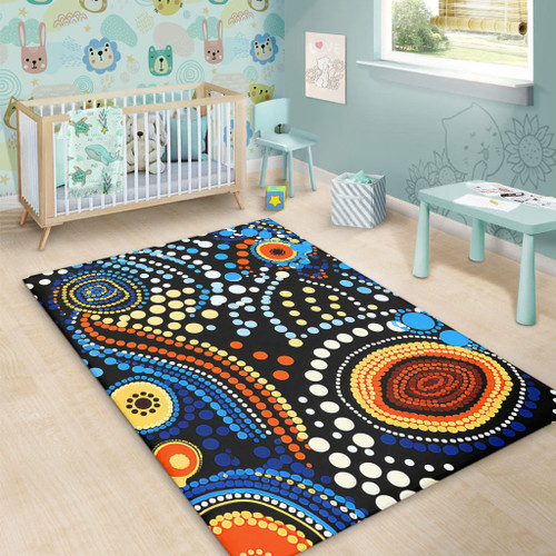 Australia Aboriginal Area Rug - Aboriginal Dreamtime Art Pattern Area Rug Australia Aboriginal Area Rug - Aboriginal Dreamtime Art Pattern Area Rug
