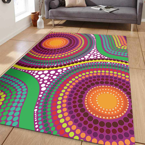 Australia Aboriginal Area Rug - Aboriginal Rainbow Dot Inspired Area Rug