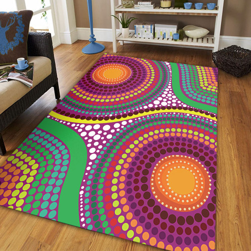 Australia Aboriginal Area Rug - Aboriginal Rainbow Dot Inspired Area Rug